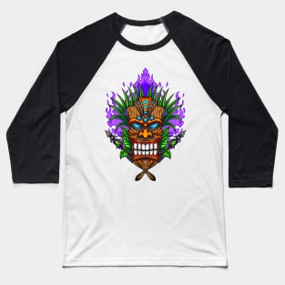 Tiki Mask Illustration 06 Baseball T-Shirt